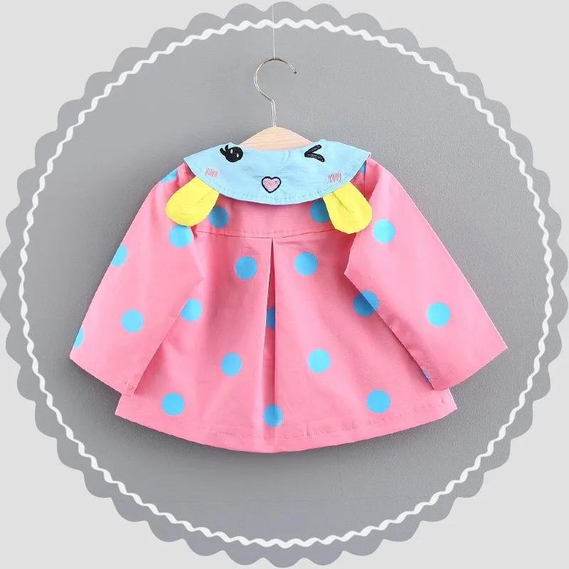 Осень 2017 новое модное пальто для девочек Корейская ветровка в крупный горошек с