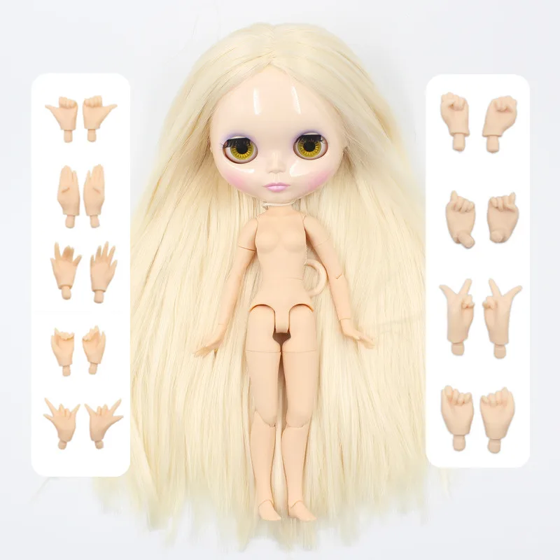 doll with hand AB Фабрика blyth кукла белый бежевый прямые волосы с челкой/бахромой 1/6 30 см белая кожа BL0510 - Цвет: doll with hand AB