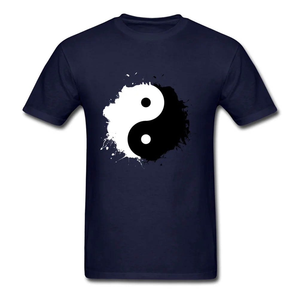 

Duality Custom T-Shirt Fitted T Shirt Men Tshirts Yin Yang Clothes Kung Fu Tees Art Design Tops Cotton Fabric Dark Blue Oversize