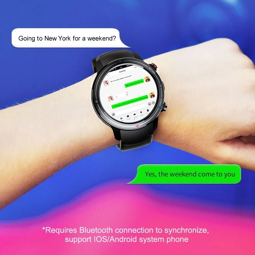 LOKMAT Bluetooth умные часы для мужчин 1 39 &quotAMOLED экран 400*400p x 3 ГБ + 32 Android 7 монитор