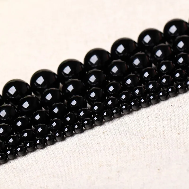 

Wholesale AAA+ Natural Black Agat Stone Beads For Jewelry Making DIY Bracelet Necklace 4mm 6mm 8mm 10mm 12mm Strand 15.5''