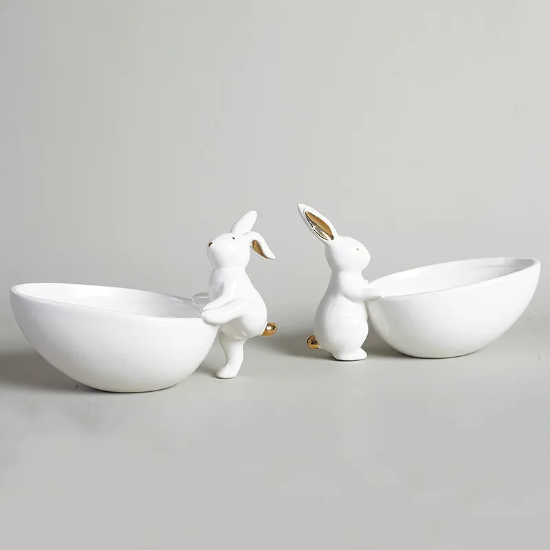 Ceramic Fruit Plate Decoration Rabbit Storage Tray Creative Snack Plate Jewelry Plate