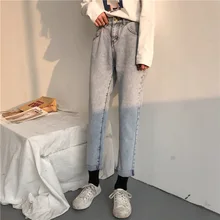 Повседневные джинсы прямого кроя женские хлопковые джинсы с высокой талией винтажные+ джинсовые брюки Harajuku