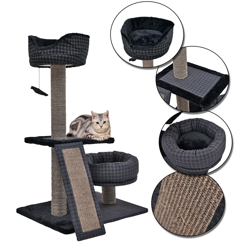 US Domestic Delivery Pets Cat Climbing Frames Toys Interactive Lattice Cat Tree Wood Climbing Tree Cat Jumping Toy For Kitty