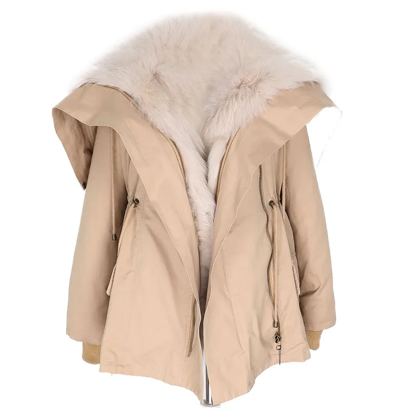 

Maomaokong new natural fox fur lined fashion jacket coat natural fox fur coat Winter jacket women