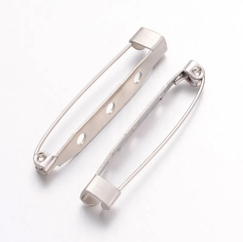 50PCs Silver Brooch Back Bar Pins Findings DIY 15-45mm OF