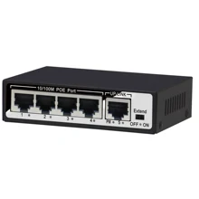 5-портовый 10/100 м переключатель, в том числе 1-4 года портов с поддержкой POE, IEEE 802.3af международный стандарт, внешний суммарная мощность 48 Вт