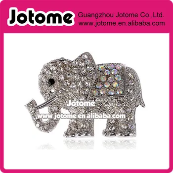 

4cm Cute Clear Crystal Rhinestone Zoo Dumbo Elephant King Animal Fashion Pin Brooch