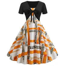 Free ostrich vestido de mujer estampado vintage manga corta Sling Pullover conjunto de dos piezas naranja plisado tendencia elegante Vestido corto de verano