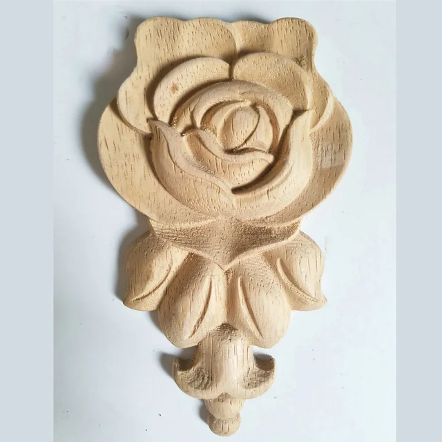 Decorative Carving Natural Wood Appliques Furniture Unpainted