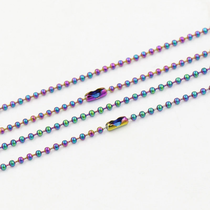2 мм Диаметр Шаровые Цепи многоцветное ожерелье из нержавеющей стали
