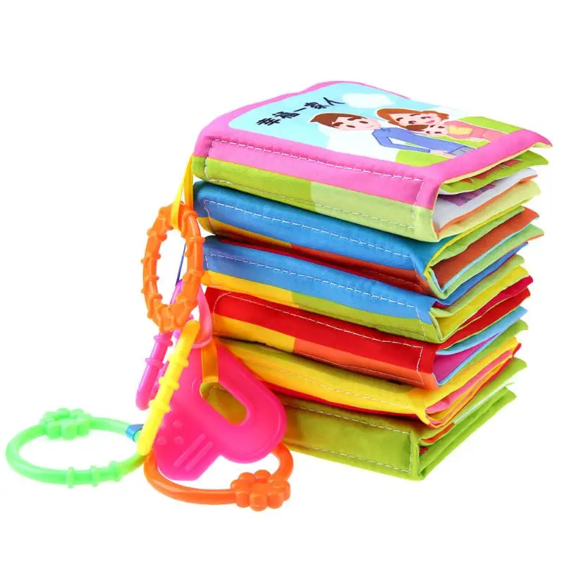 

6pcs/set Colorful Soft Baby Cloth Books Toddlers Chinese English Digital Early Educational Newborn Baby Toy with Teether
