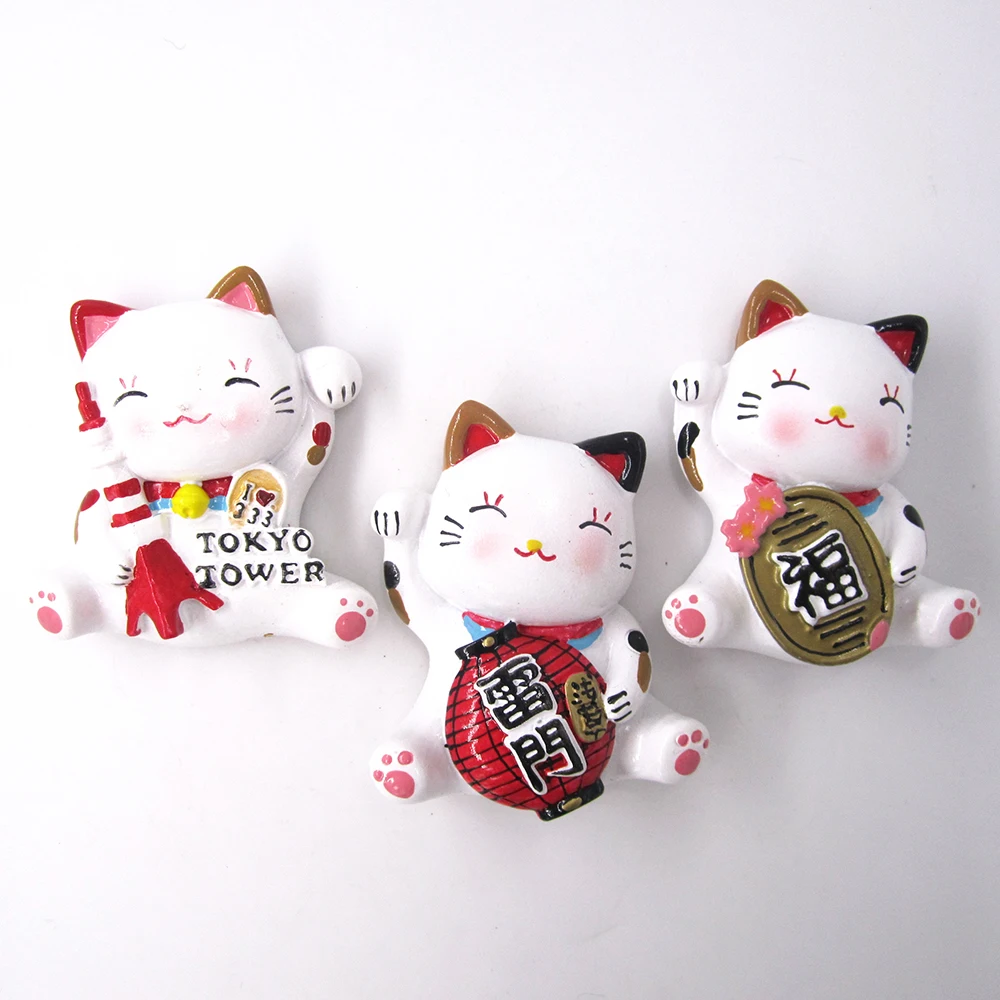 

Fridge Magnet Souvenirs 3D Resin Countries Japan Animal Cat Cartoon Craft Tourist Hand Painted Refrigerator Sticker Gift Kids