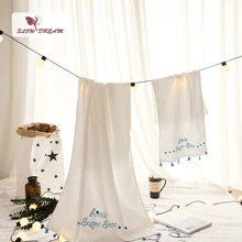 

Slowdream Nordic Little Suger Star 100 % Cotton White Towel Super Soft Quickly Dry Bath Towel Size 35x 75cm 70x140cm