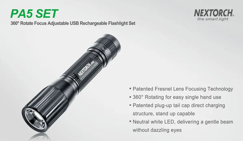 NEXTORCH 660 люмен светодиодный фонарик 360 градусов Поворот Focus 18650 Батарея Перезаряжаемые Водонепроницаемый компактный ручной фонарь # PA5