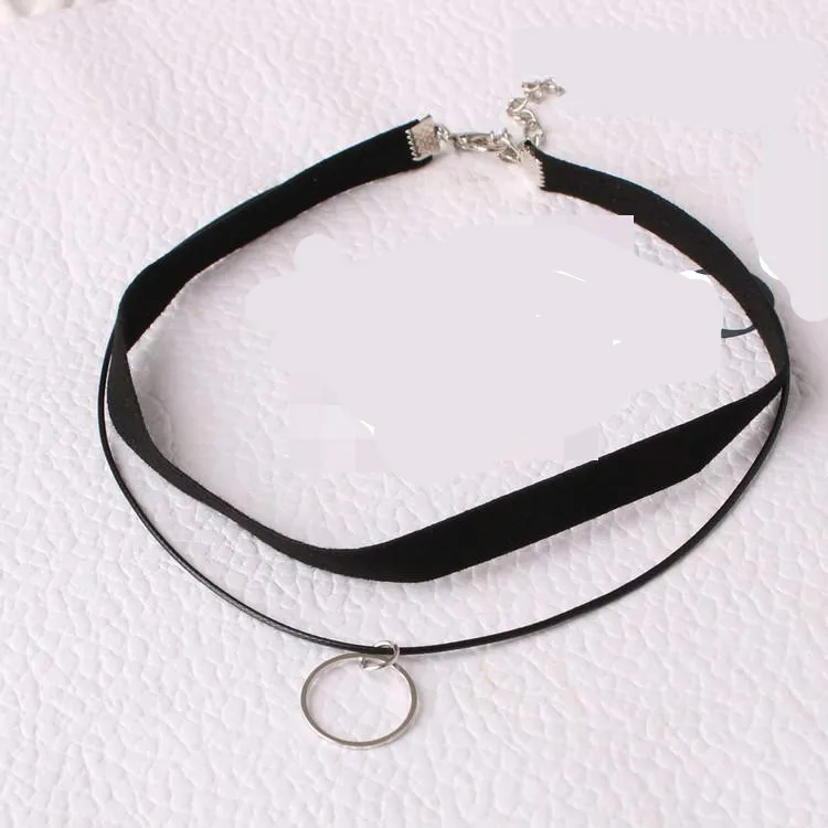 

Silver-plated Double-layer Zirconia Round Necklace Fashion Jewelry Black Leather Neck Necklace For Female Cocktail Party Gift