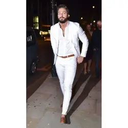 2019 уличная мода белый мужской костюм Повседневная приталенный костюм 2 шт. смокинг на заказ Блейзер офис мужская рабочая одежда (куртка +
