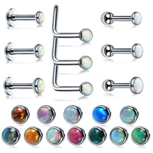 H-S сталь опал нос винт губная серьга-гвоздик спираль кольцо для губ Бар гвоздик для козелка Orelha хряща верхняя часть серьги пирсинг девушки ювелирные изделия
