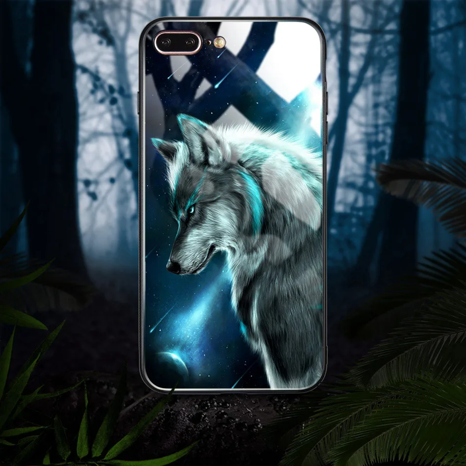 Tempered Glass Case For iPhone 7 6 8 6S Plus Case For iPhone X 10 HD Animal Pattern Soft Edge Back Cover Cases Protective Shell (4)