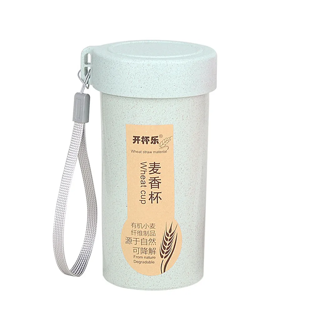 

350ml Nature Wheat Straw Portable Water Bottle Leak Proof Drink Container Cup Mug Botella Agua Deporte