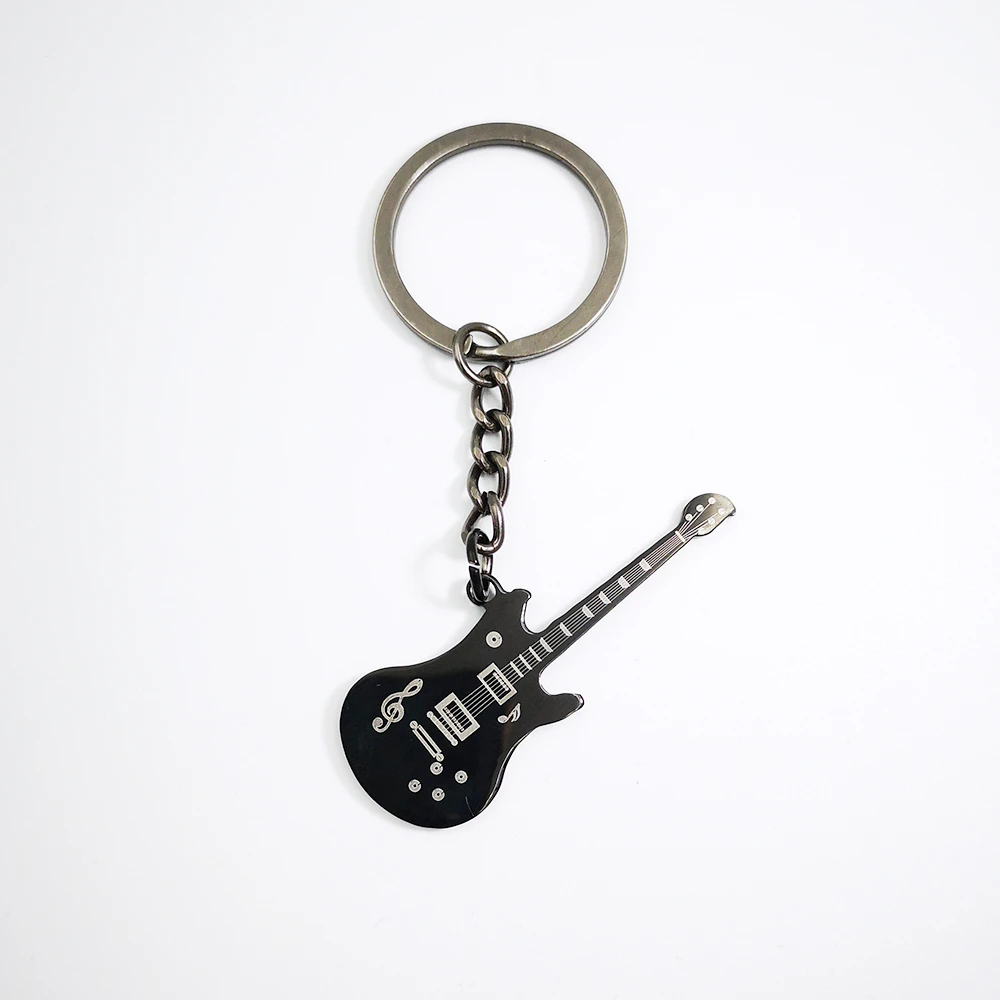 

2019 New Design Black Guitar Keychain Car Key Chain Ring Musical Fans Souvenir Gift For Man Women Wholesale Dropshipping