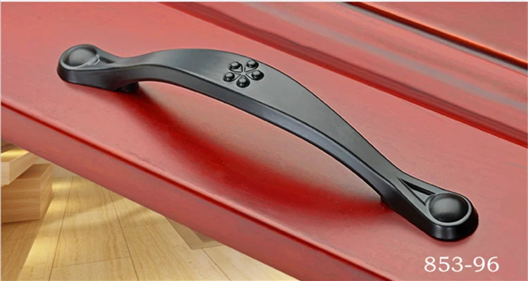 KAK в американском стиле черные ручки из цинкового сплава ручки для ящика шкафа нажимные дверные ручки для шкафа мебельные ручки - Цвет: 853 96mm