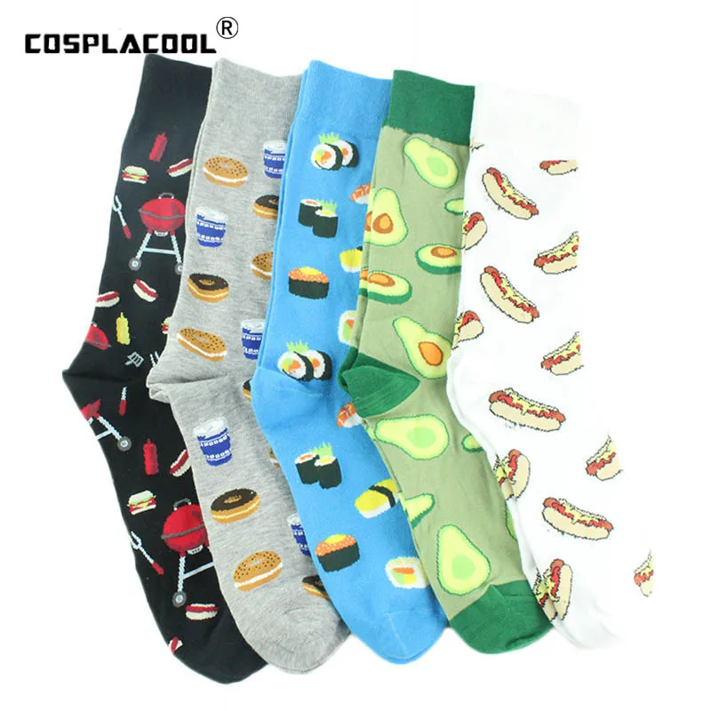 

COSPLACOOL Food Harajuku Crew Socks Hip Hop Happy Skateboard Chaussette Homme Sushi Avocado Creative Calcetines Funny Divertidos