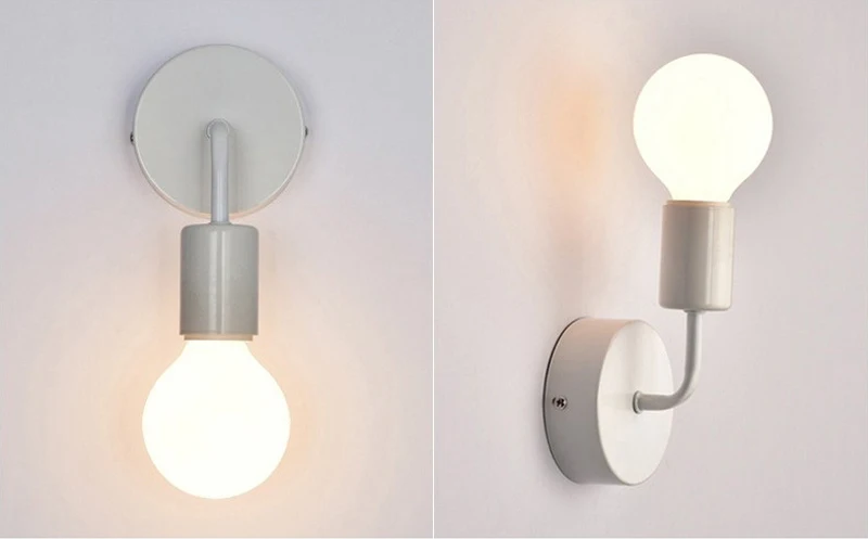 Luminária de Parede Moderna de Ferro Iluminação para Escada Estilo Nórdico Simples Elegante Cabeceira Quarto Cozinha Casa Ambientes Internos E27 13 High Quality Luzes e Iluminação