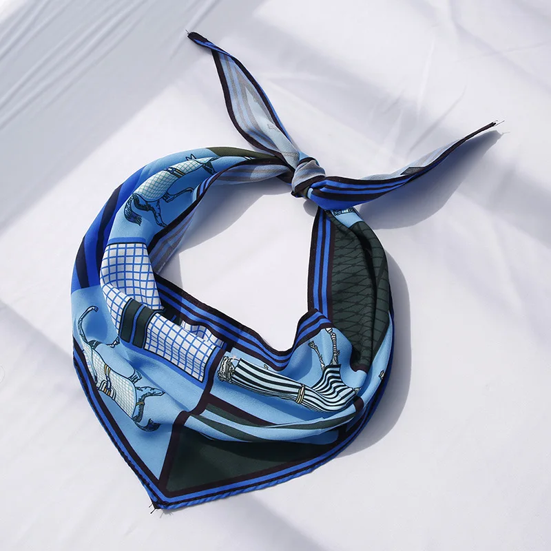 Шарф с принтом треугольный шарф, шелковый шарф ремешок для волос 97*23 см Шарф женская сумка ремешок на запястье