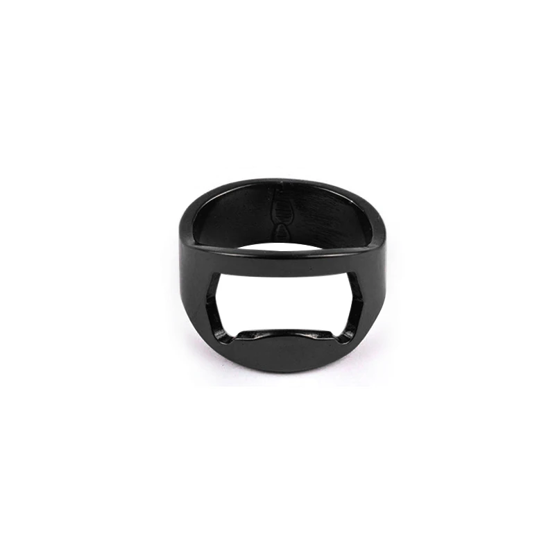 1 Pc 22mm RING Beer Bottle Opener Stainless Steel Finger Thumb Keyring Chrome Tool - Color: black