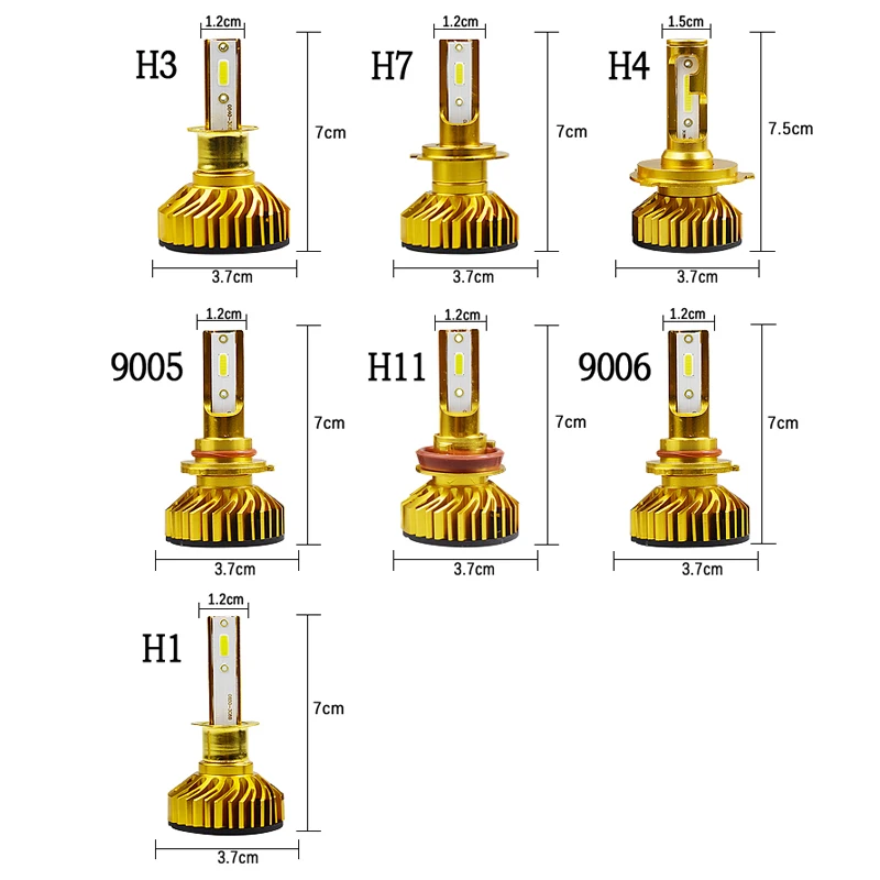 Золото Мини H1 H11 H8 HB3 9005 HB4 9006 H4 H7 светодиодный преобразователь can-шины авто автомобильные лампы для передних фар 72W фары для 10000LM 6000K 12V