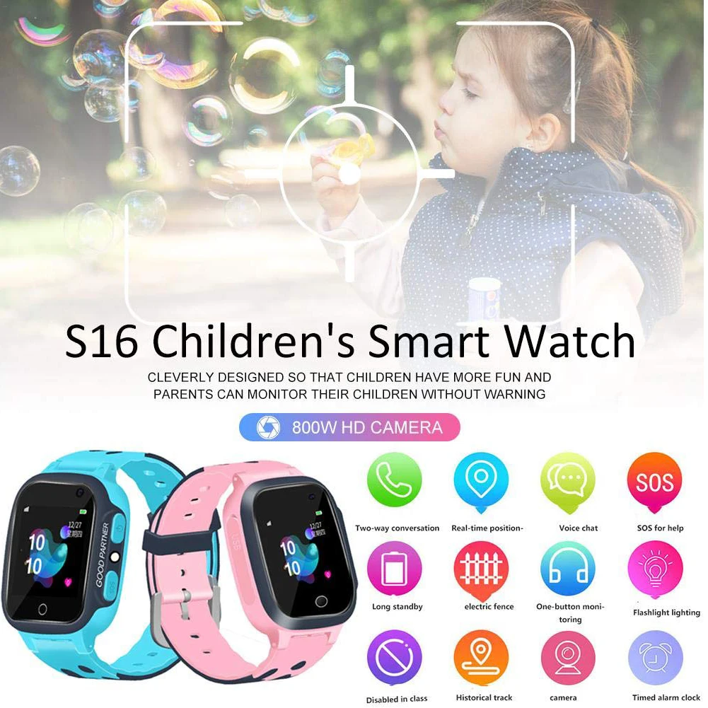 

SOS Phone Call Tracker Voice Chat Smart Watch Gift Waterproof For Kids Realtime Positioning Silicone Camera Anti Lost Children