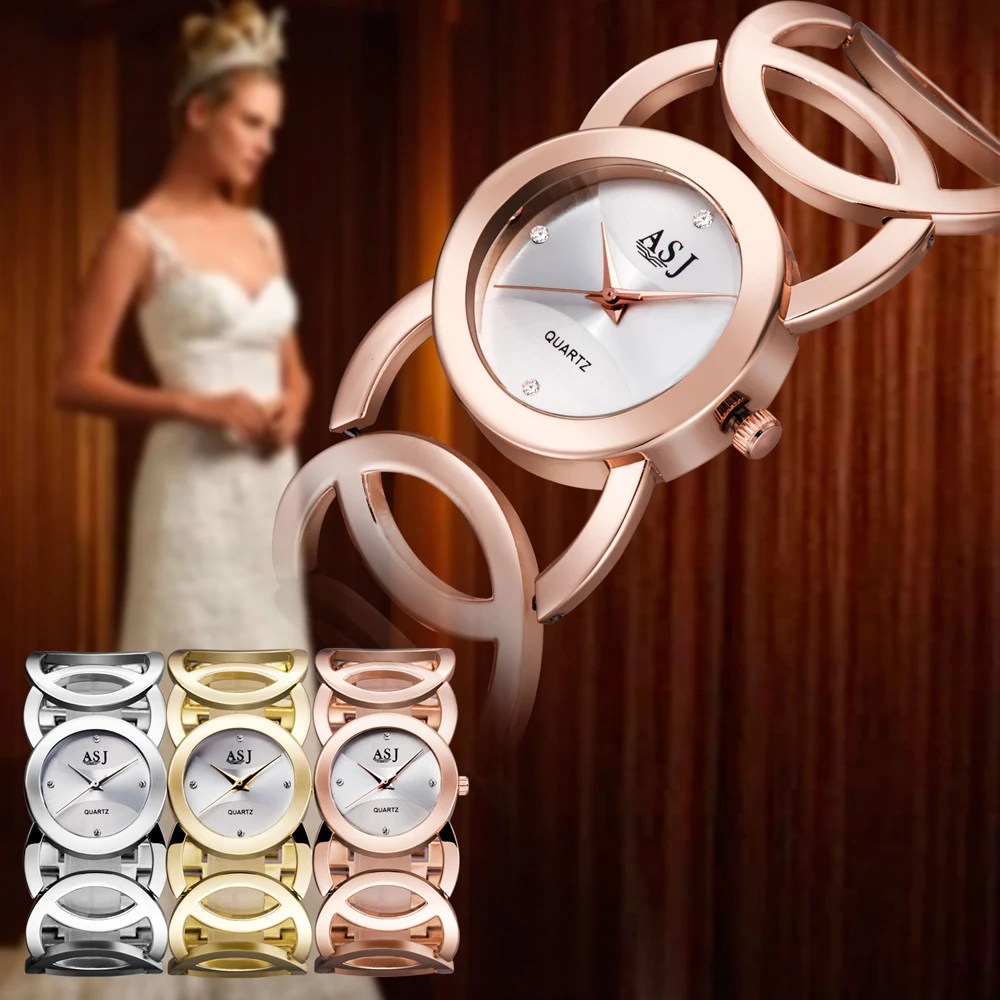 

Women Bracelet Watch ASJ Brand Luxury Fashion Crystal Rose Gold Watch Women Ladies Quartz Wristwatches Relogio Feminino Relojes