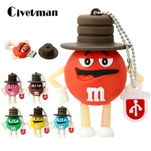 Супер милый USB 2,0 мультфильм шоколад M& M радужные бобы USB флеш-накопитель 4 ГБ 8 ГБ 16 ГБ 32 ГБ 64 ГБ Флешка флеш-карта памяти подарки
