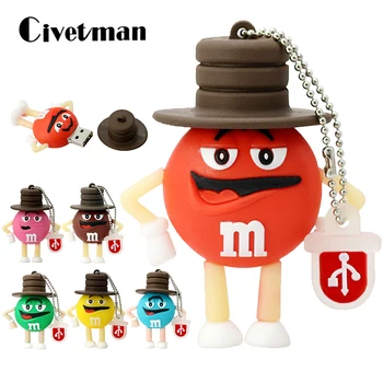 

Super Cute USB 2.0 Cartoon Chocolate M&M Rainbow Beans USB Flash Drive 4GB 8GB 16GB 32GB 64GB Pendrive Flash Memory Stick Gifts