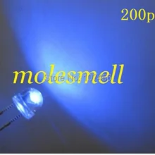 200 шт/партия! 5 мм соломенная шляпа синий светодиодный(3000mcd) 5 мм светоизлучающий диод 5 мм синий светодиодный Большой/широкоугольный светодиод