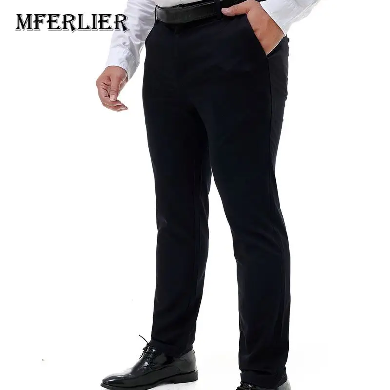 MFERLIER Autumn Winter men pants 5XL 6XL 7XL 8XL Bust 128cm Thick Fleece pants men 2 colors