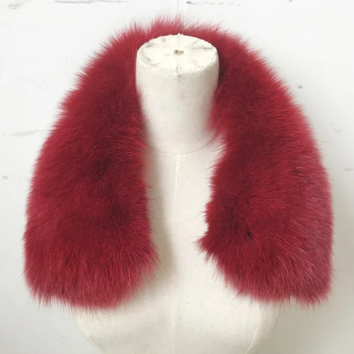 Real fox Fur Collar Scarf Women Shawl Wraps Shrug Neck Warmer Black Stole Wholesale Hot Sale Lady Real Fox Fur Ring Scarf - Цвет: red