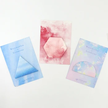 

Watercolor Geometry Memo Pad Creative Notepad Sticky Notes Bookmark Decoration Notice Stickers School Supplies 30 Sheets