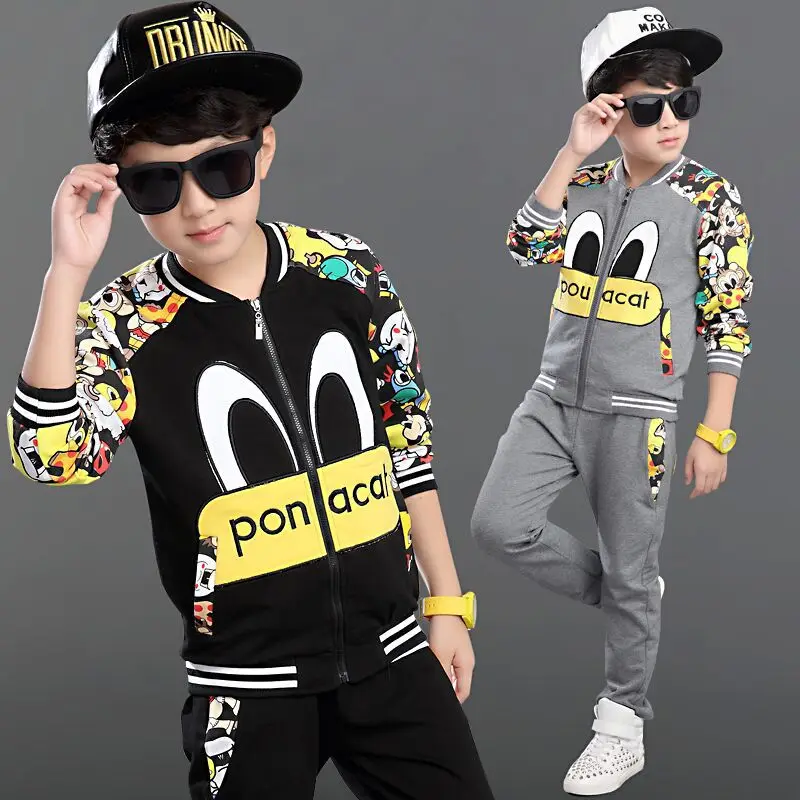 

spring and autumn cartoon animal pattern children clothes kids clothing sets for baby boys 2pics/suit christmas gifts