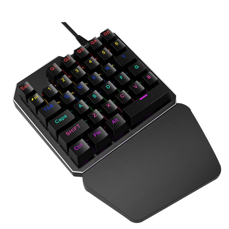 

Cool Wired USB Mechanical Gaming Keyboard Backlight 7 colors Single Hand Game Keyboard For Gamer Mechanical Backlit Keyboards