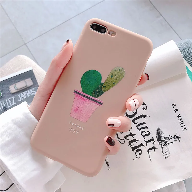 Silicone Cactus Cute Case For iPhone 8 8plus 7 7 Plus Cases Soft Phone Case For iphone 6 s 6s Plus X XR XS Max Cases Cover Coque