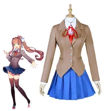 Doki Literature Club Monika Косплей Sayori Yuri Natsuki Косплей Костюм Школьная форма для девочек Женский костюм игра косплей