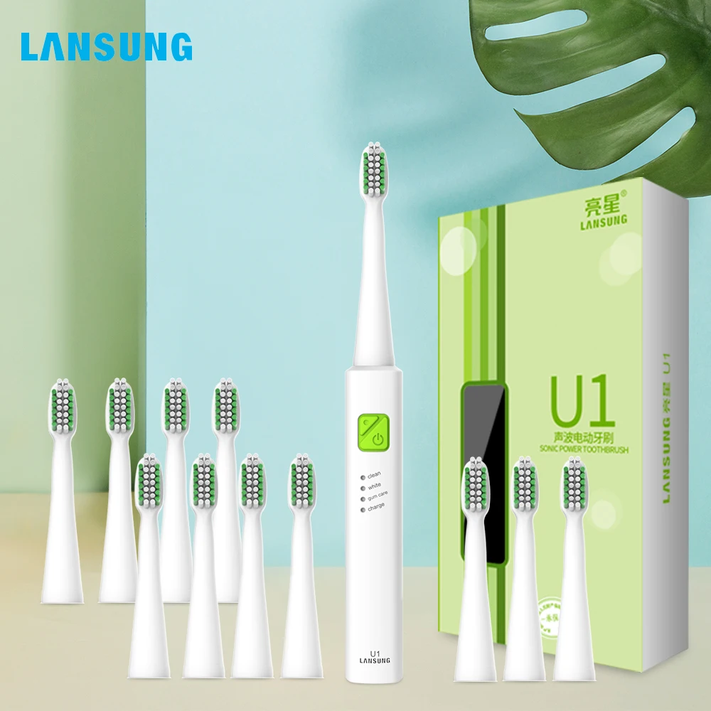 

Lansung Sonic Electric Toothbrush Smart Ultrasonic USB Rechargeable Adult Toothbrush Heads Replaceable Whitening Waterproof