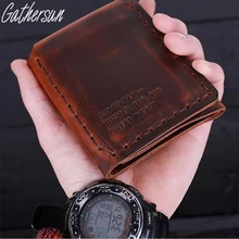 Gathersun Brand Vintage Handmade Crazy Horse Leather Men Wallets Cowhide Short Purse Genuine Leather Wallet Can Wholesale