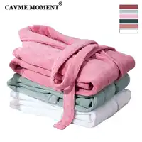 CAVME 2019 5 星ホテルコーマ綿バスローブテリーローブ女性メンズバスローブプラスサイズロングローブ純粋な色のガウン