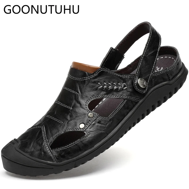

2019 fashion men's sandals casual leather shoes male summer breathable beach sandal man flats outdoor sandals for men hot sale
