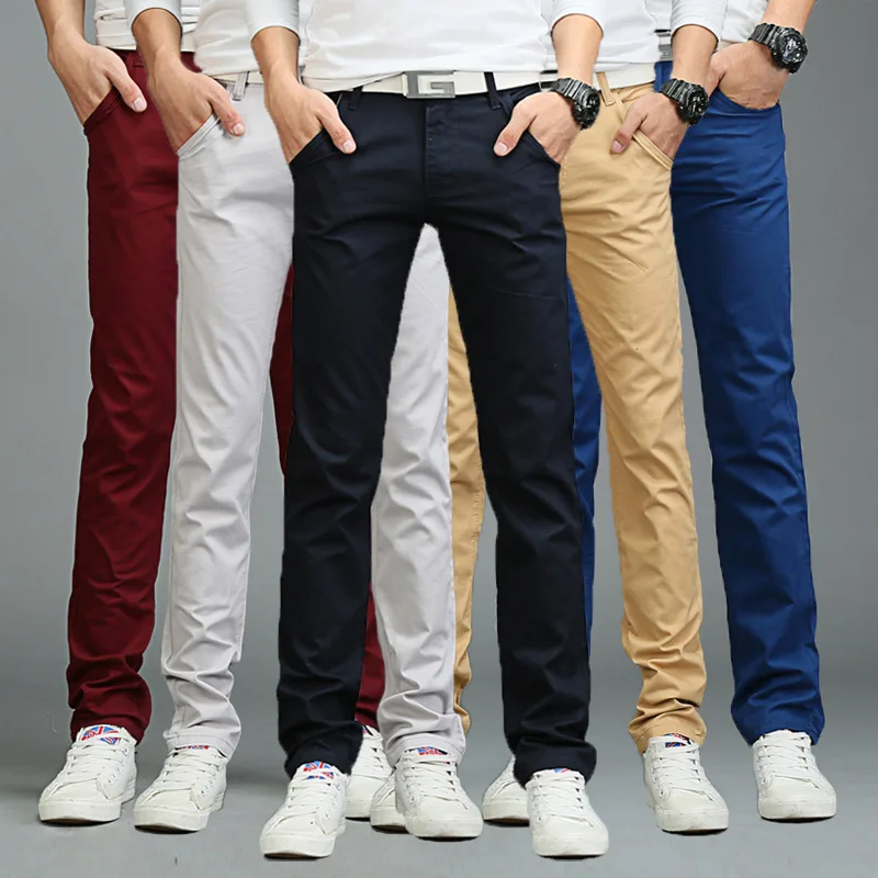

Hot Fashion Men Business Casual Pants Cotton Slim Straight Trousers штаны pantalones hombre Spring Summer joggers Long Pants