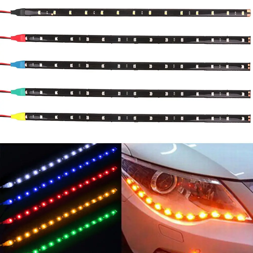 2PC 15 LEDs 30cm 1210 SMD LED Strip Light Flexible 12V Car Decor
Waterproof Interior Accessories Ornaments Auto Decorative