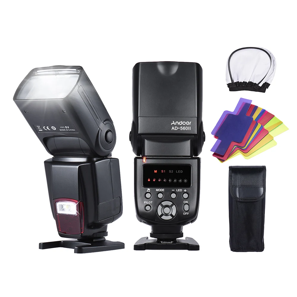 Andoer AD-560II Pro рассеиватель для камеры Speedlite Flash GN50 w Регулируемый светодиодный заполняющий свет с цветными фильтры для Canon/Nikon DSLR